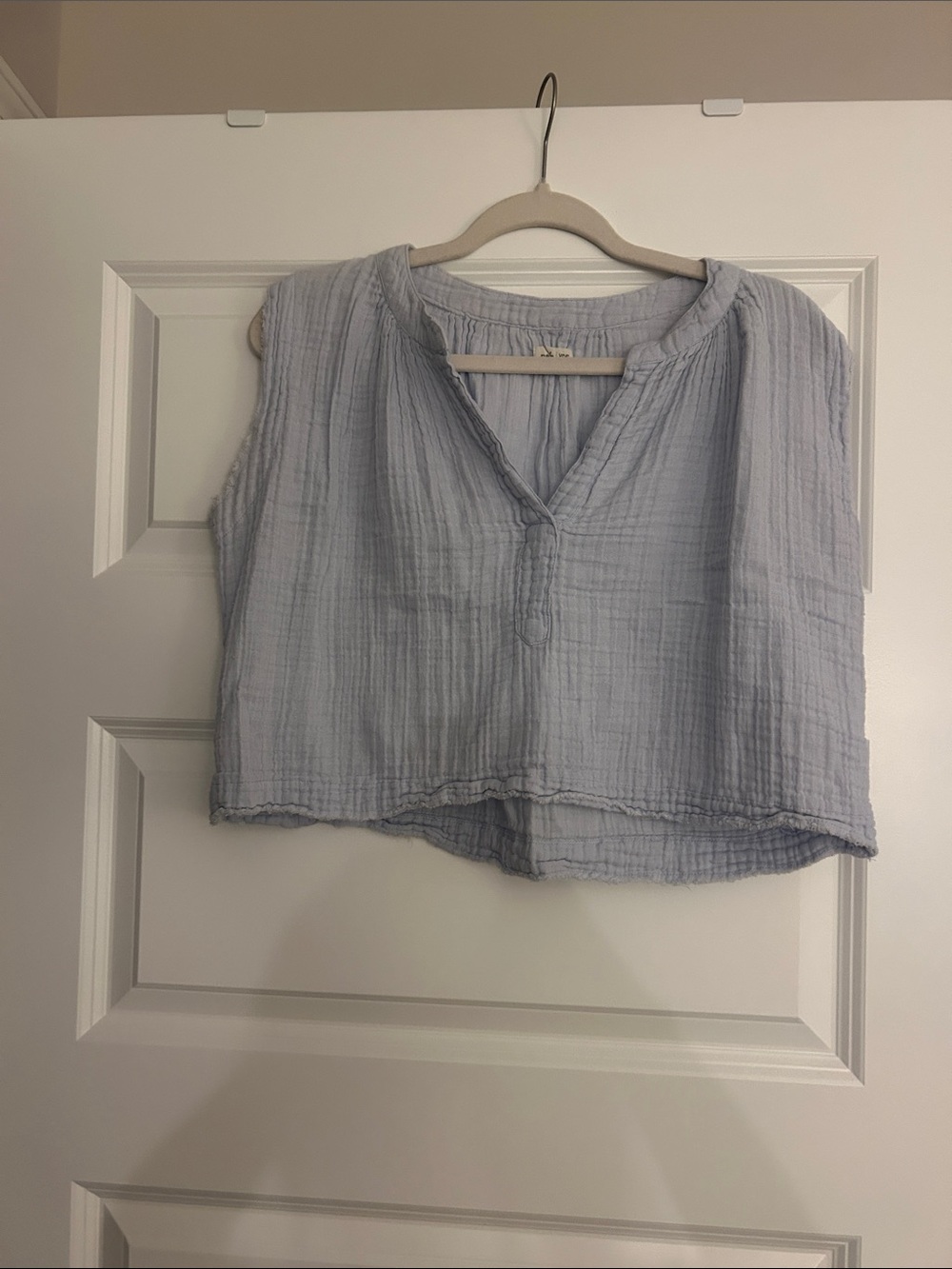 Natural Life Light Blue Sleeveless Gauze Top - Breathable Summer Layer